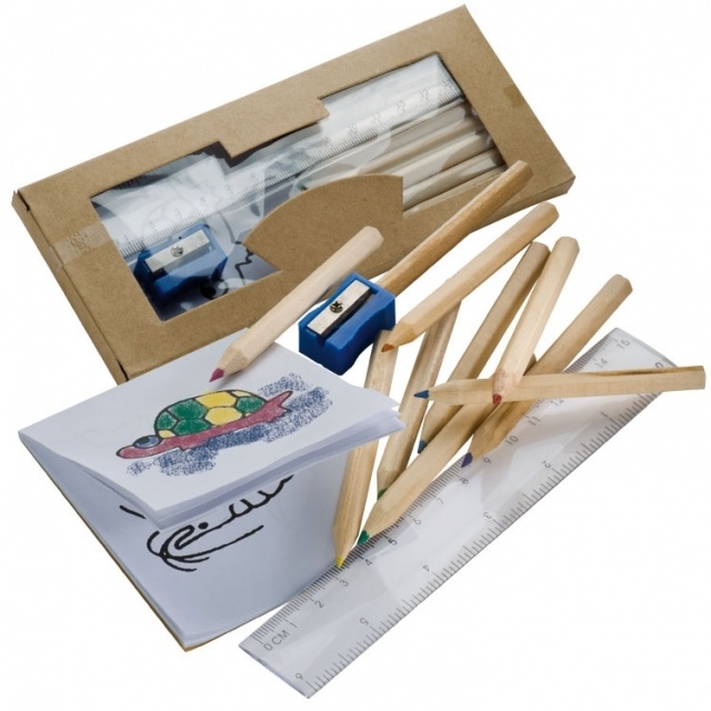 Logotrade promotional item image of: Drawing set for kids 'Little Picasso',  color brown