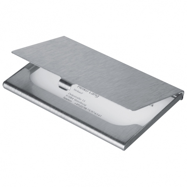 Logotrade promotional giveaway picture of: Metal business card holder 'Wales'  color grey