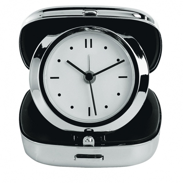 Logotrade promotional merchandise image of: Metal travelling clock 'Lausanne', grey