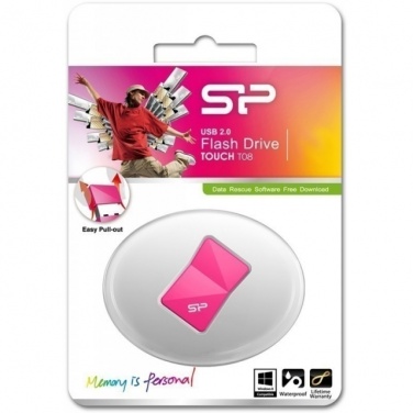 Logotrade promotional giveaway image of: Women USB stick pink Silicon Power Touch T08 16GB