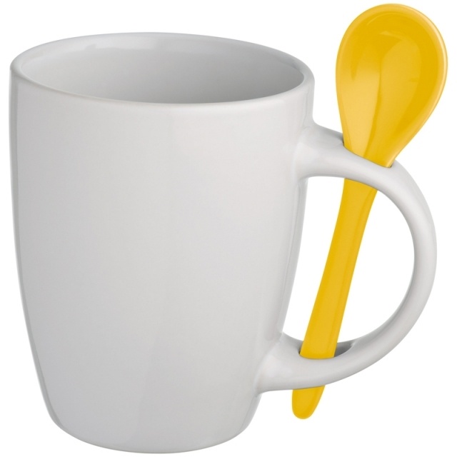 Logo trade promotional product photo of: Mug with spoon Bellevue, white