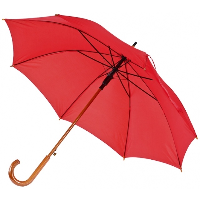 Logo trade promotional gifts image of: Wooden automatic umbrella Nancy, red