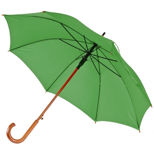 Logo trade promotional merchandise picture of: Wooden automatic umbrella NANCY  color green
