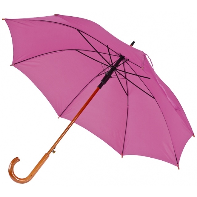 Logo trade advertising products picture of: Wooden automatic umbrella NANCY  color pink