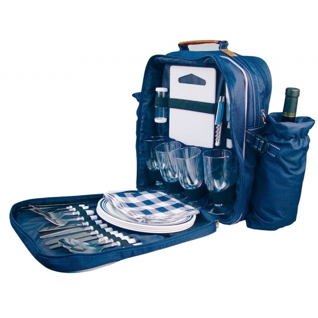 Logo trade advertising products image of: High-class picnic backpack 'Virginia'  color blue