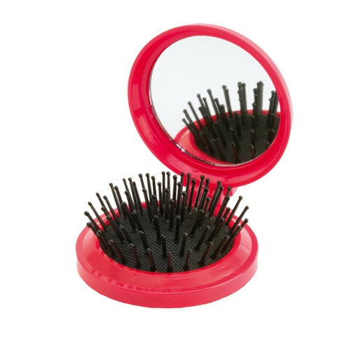 Logotrade promotional item image of: mirror with hairbrush AP731367-05 red