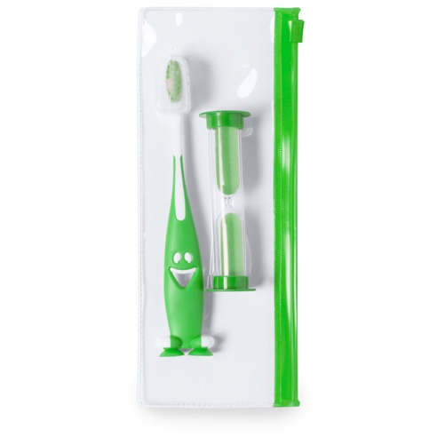 Logo trade promotional merchandise image of: toothbrush set AP741956-07 green