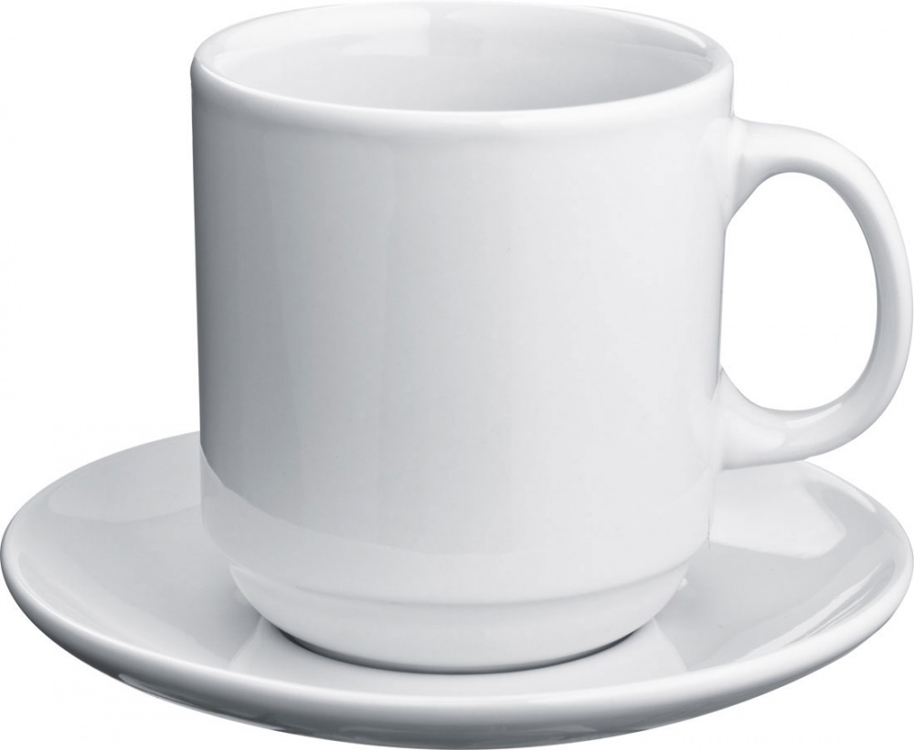 Logotrade promotional item image of: Set of white coffee mug and coaster, white