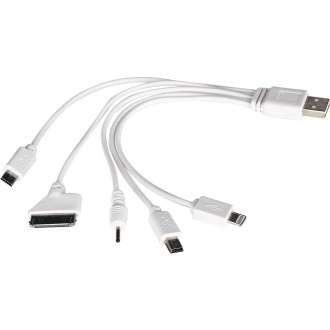 Logo trade promotional giveaway photo of: Power bank USB cable 5-in-1, white