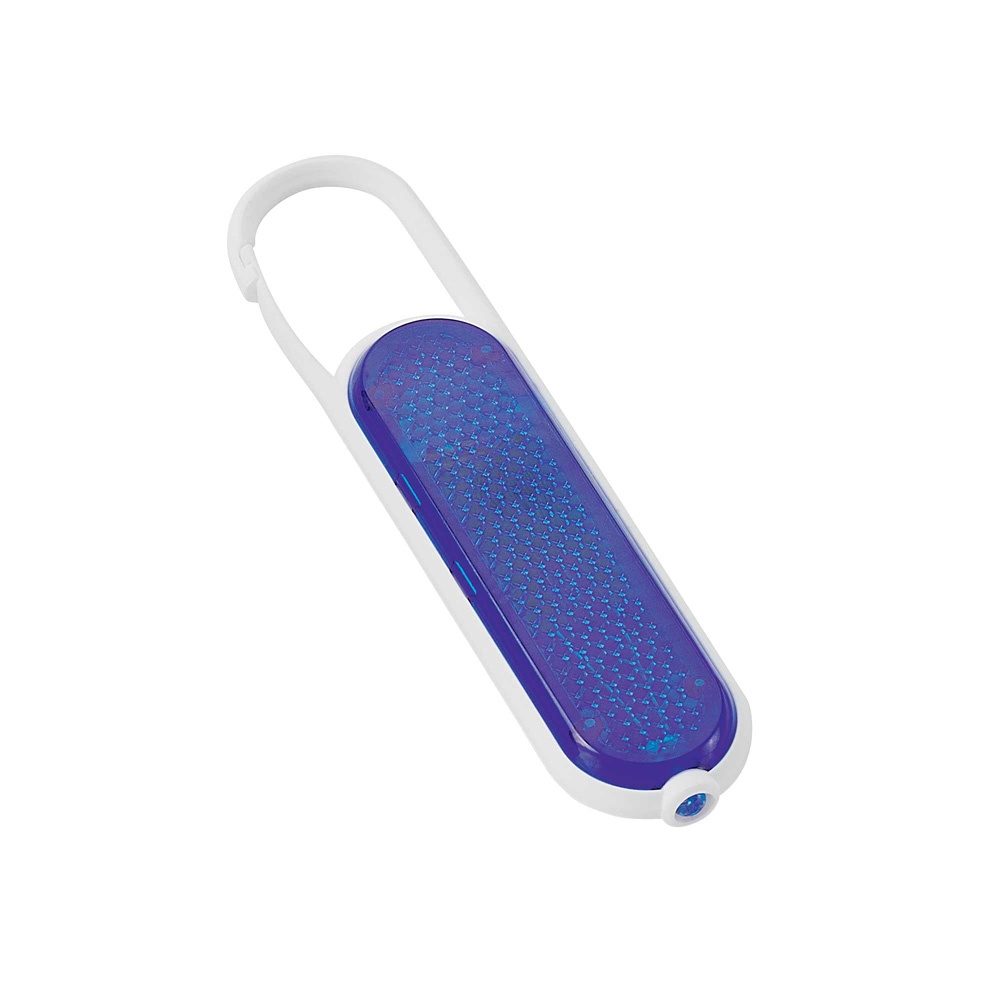 Logotrade corporate gift image of: Plastic safety reflector with carabiner and light, blue