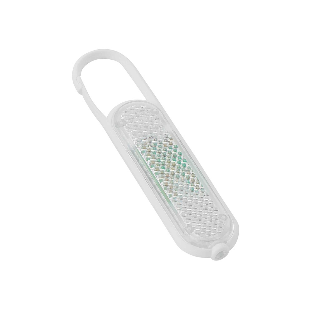 Logo trade business gifts image of: Plastic safety reflector with carabiner and light, white