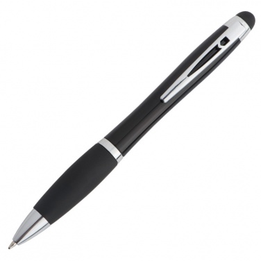 Logo trade promotional gift photo of: Light up touch pen LA NUCIA, Black