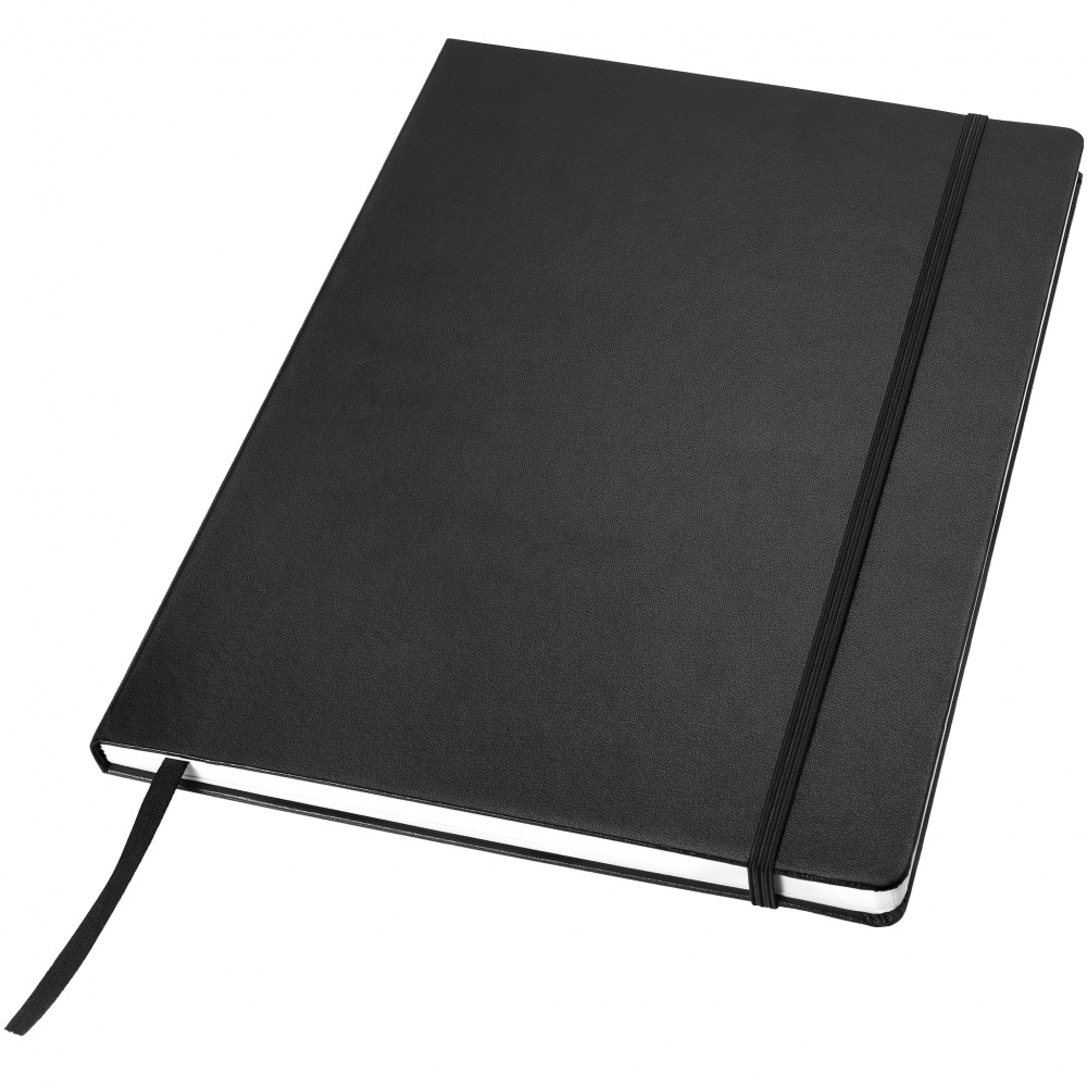 Logo trade promotional giveaway photo of: Executive A4 hard cover notebook, black