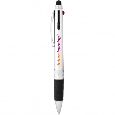 Logo trade promotional items picture of: Burnie multi-ink stylus ballpoint pen, silver