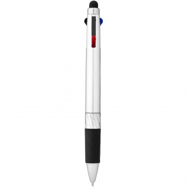 Logo trade promotional products image of: Burnie multi-ink stylus ballpoint pen, silver