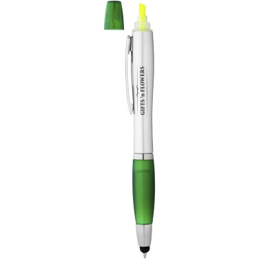 Logo trade promotional gift photo of: Nash stylus ballpoint pen and highlighter, green