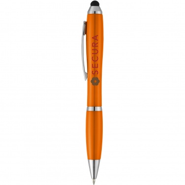 Logo trade promotional giveaway photo of: Nash stylus ballpoint pen, orange