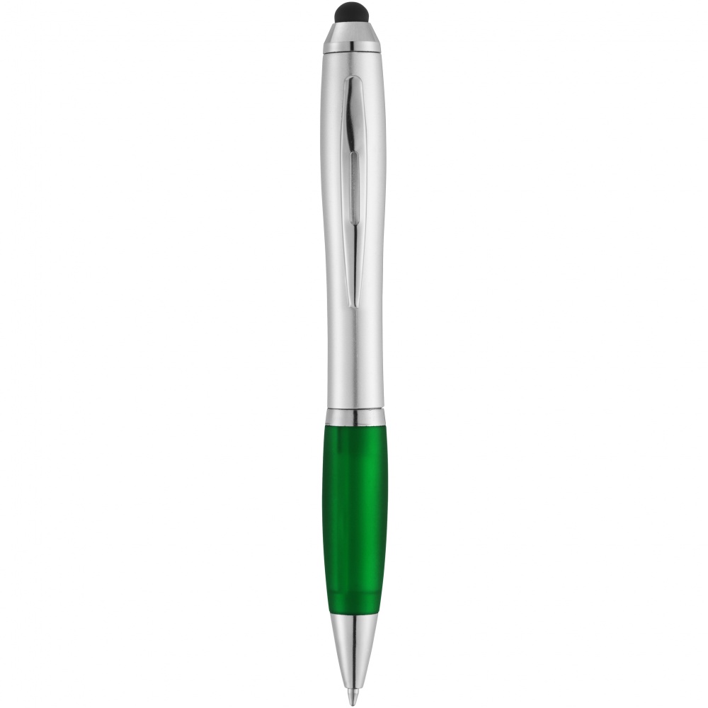 Logo trade promotional giveaways image of: Nash stylus ballpoint pen, green