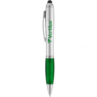 Logo trade promotional giveaways image of: Nash stylus ballpoint pen, green