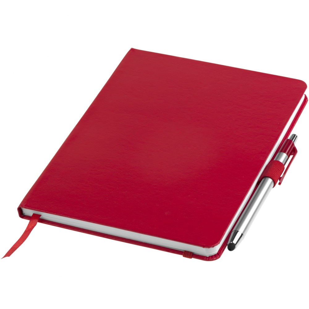 Logo trade promotional item photo of: Crown A5 Notebook and stylus ballpoint Pen, red