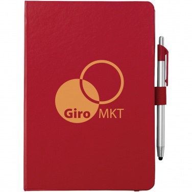 Logo trade promotional merchandise picture of: Crown A5 Notebook and stylus ballpoint Pen, red