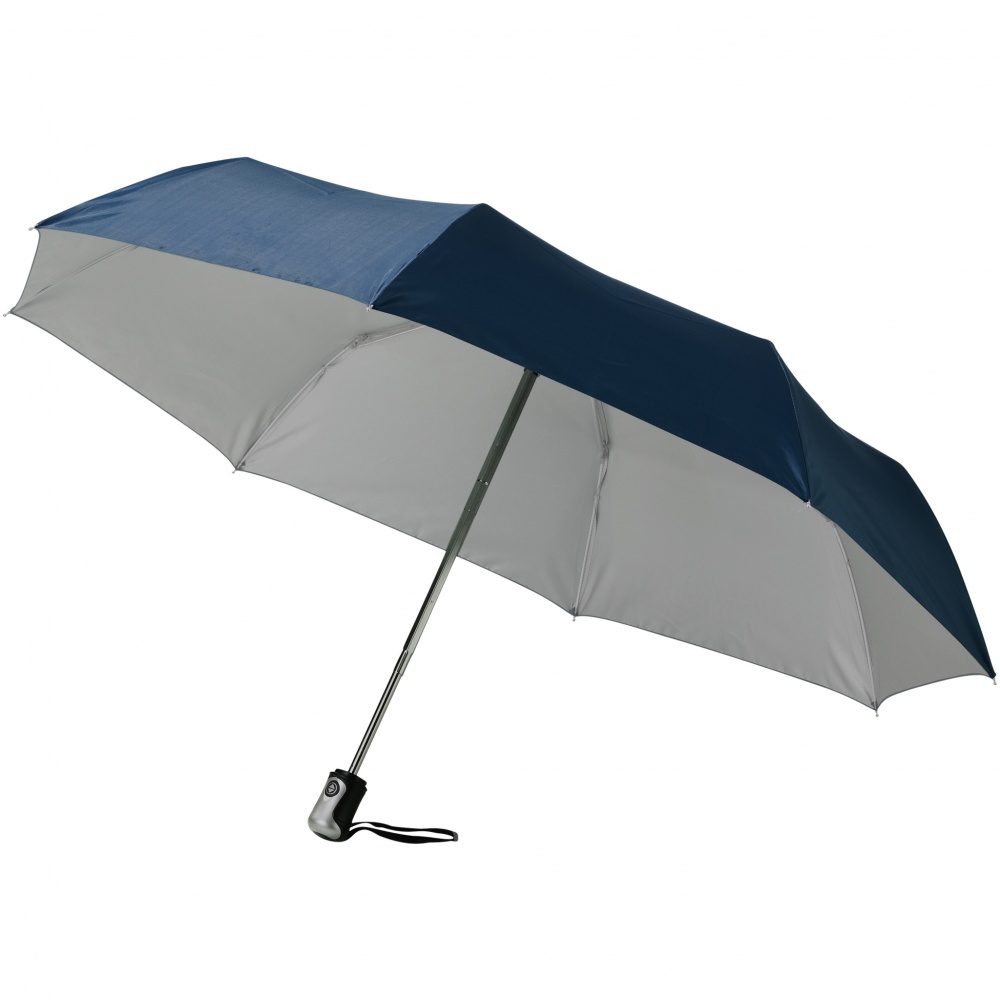 Logo trade corporate gift photo of: 21.5" Alex 3-Section auto open and close umbrella, dark blue - silver