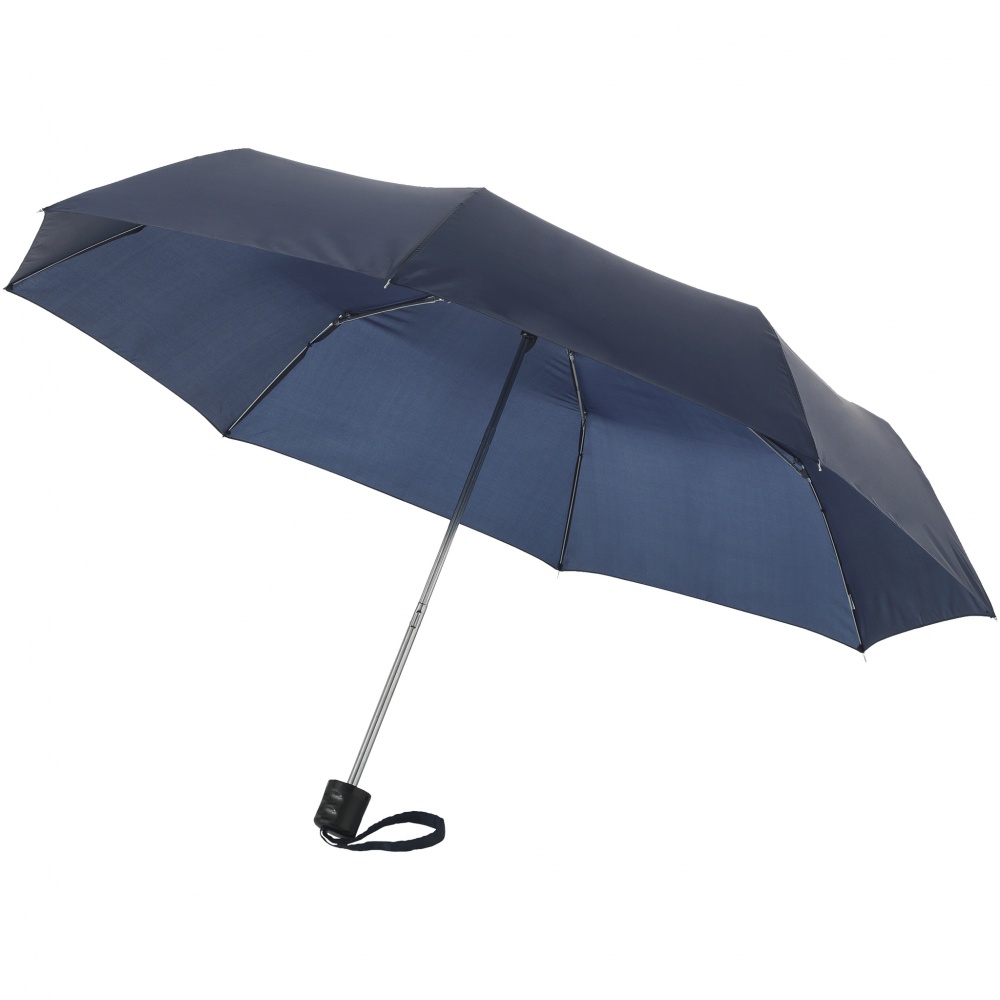Logo trade promotional giveaways picture of: 21,5'' 3-section Ida Umbrella, navy blue