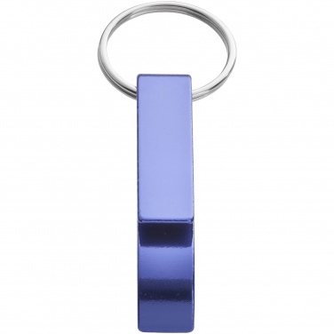 Logo trade corporate gifts image of: Tao alu bottle and can opener key chain, blue
