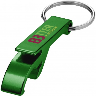 Logo trade corporate gifts picture of: Tao alu bottle and can opener key chain, green