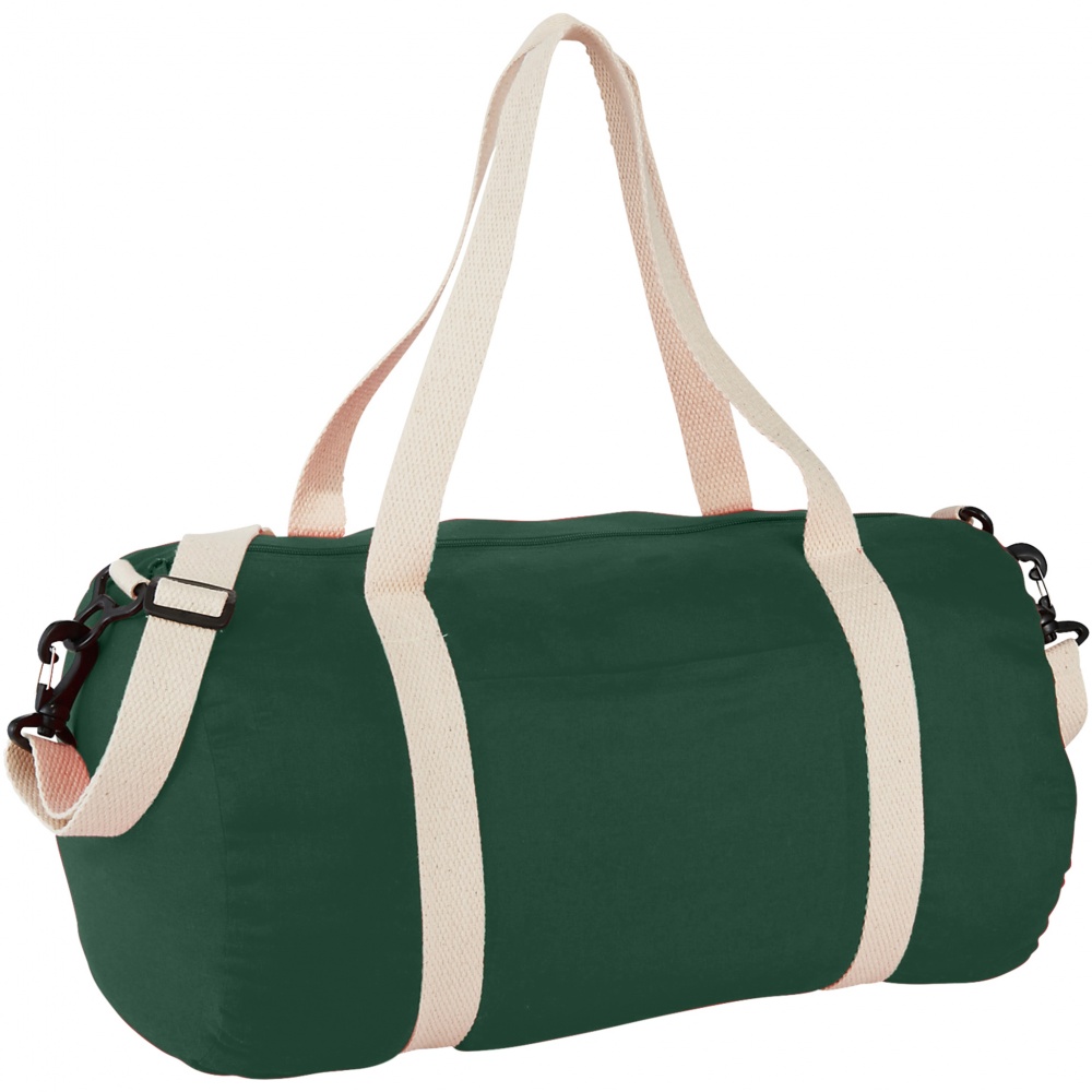 Logo trade promotional merchandise photo of: Cochichuate cotton barrel duffel bag, forest green