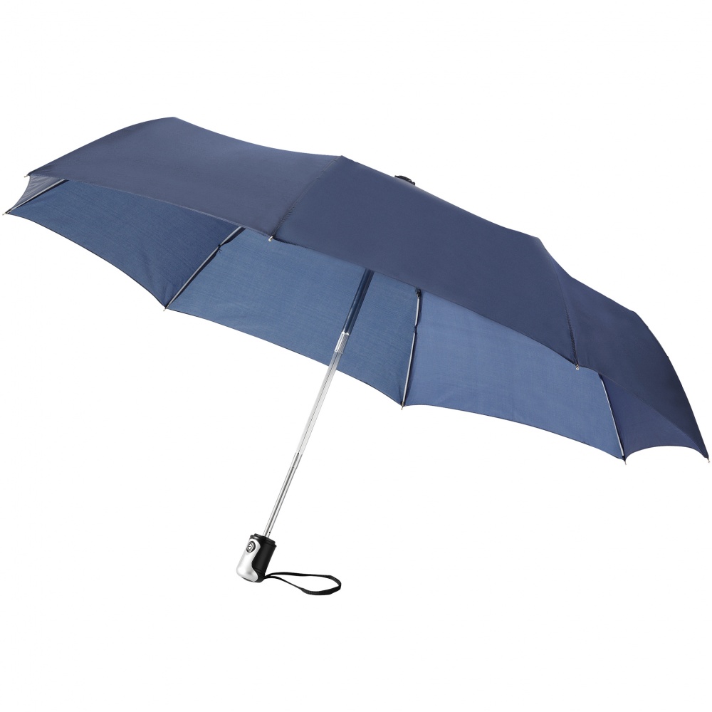 Logo trade business gift photo of: Alex 21.5" foldable auto open/close umbrella, navy blue