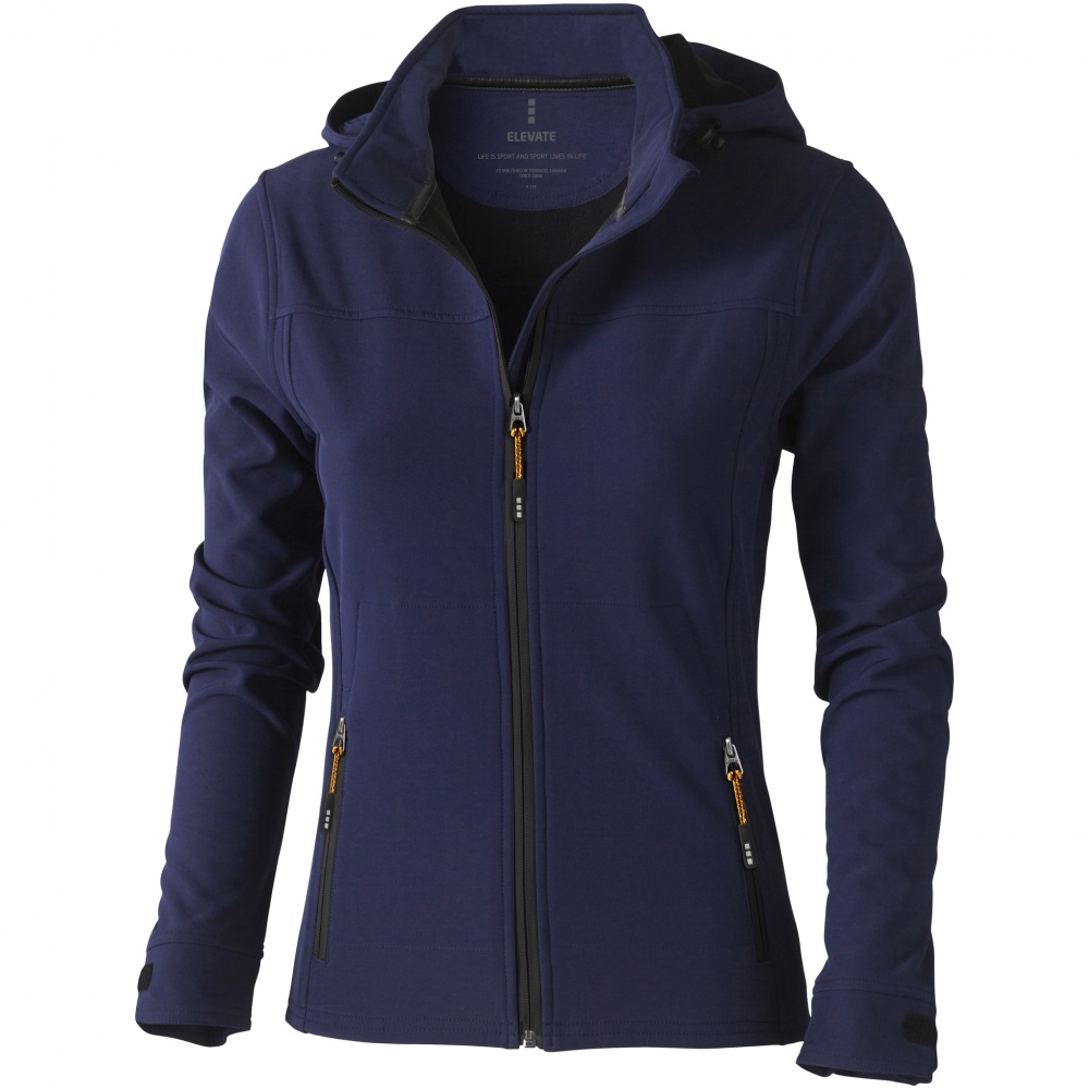 Logo trade promotional merchandise picture of: Langley softshell ladies jacket, navy