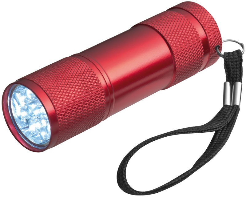 Logo trade promotional merchandise image of: Flashlight 9 LED, red
