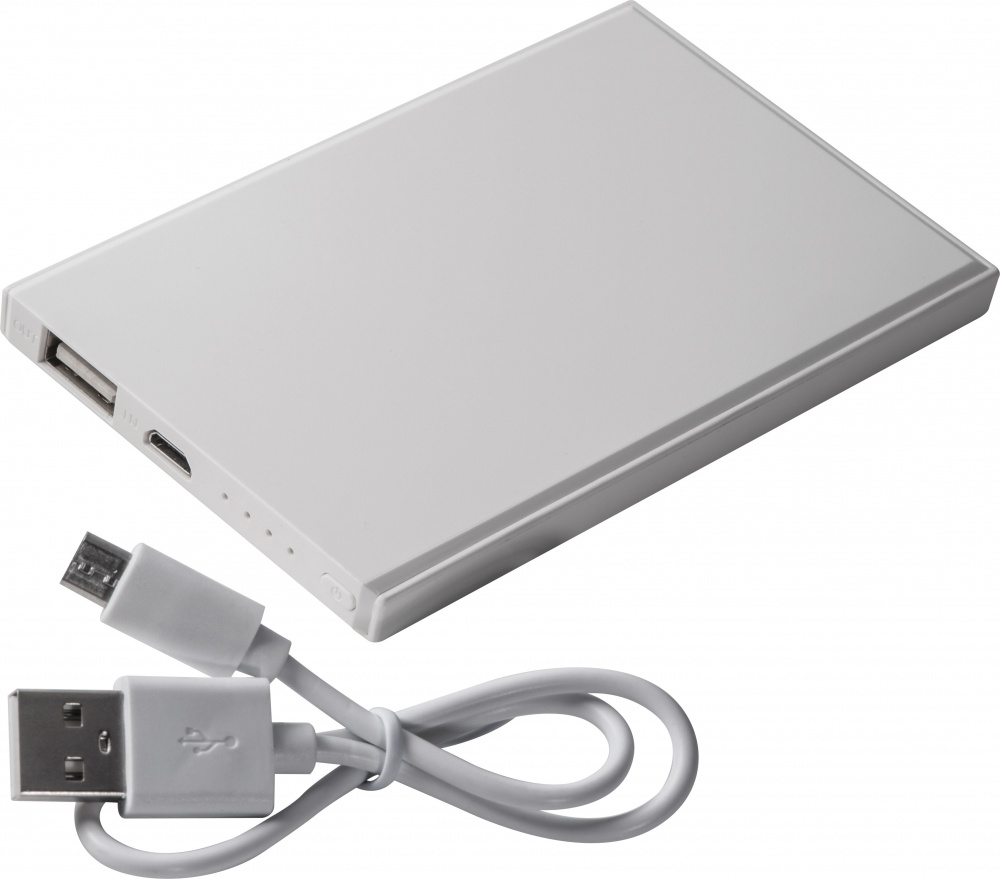 Logo trade promotional gifts picture of: Powerbank 2200 mAh with USB port in a box, White