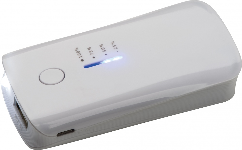 Logotrade advertising product image of: Powerbank 4000 mAh with USB port in a box, White