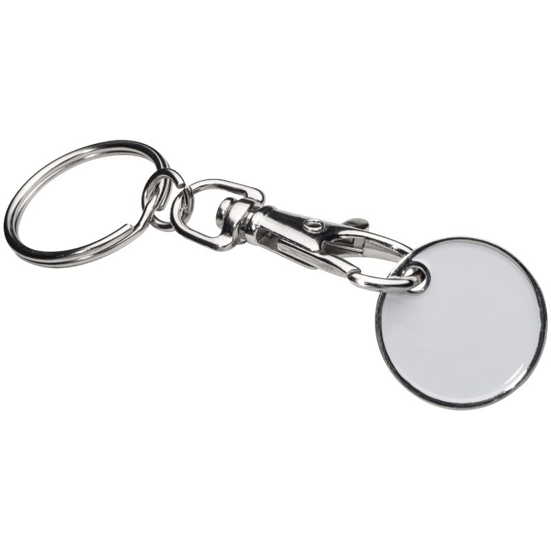 Logotrade promotional gift image of: Keyring with shopping coin, white