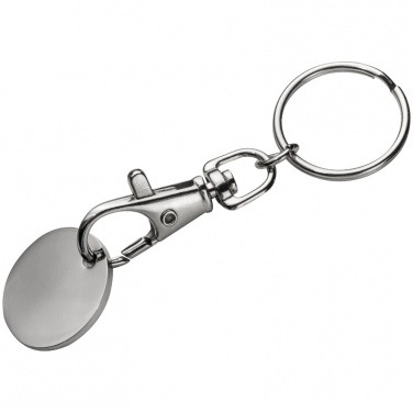 Logo trade promotional products picture of: Keyring with shopping coin, white