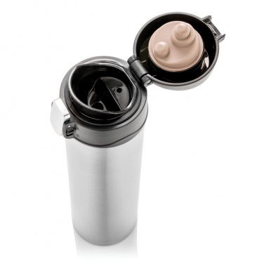Logo trade corporate gift photo of: Easy lock vacuum flask, silver/black