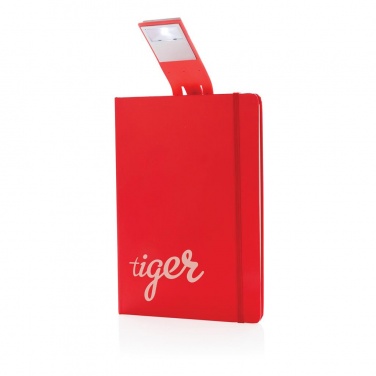 Logo trade promotional giveaways picture of: A5 Notebook & LED bookmark, red