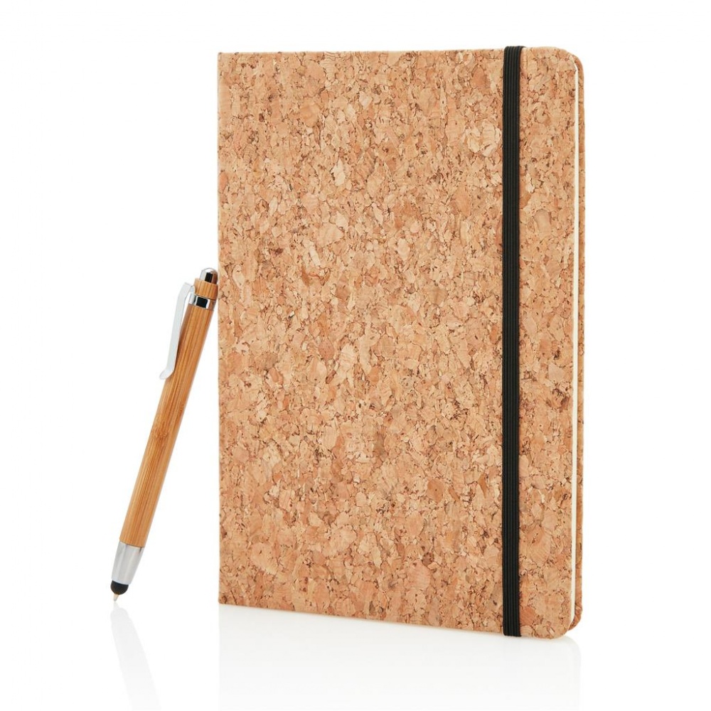 Logotrade advertising product image of: A5 notebook with bamboo pen including stylus, brown