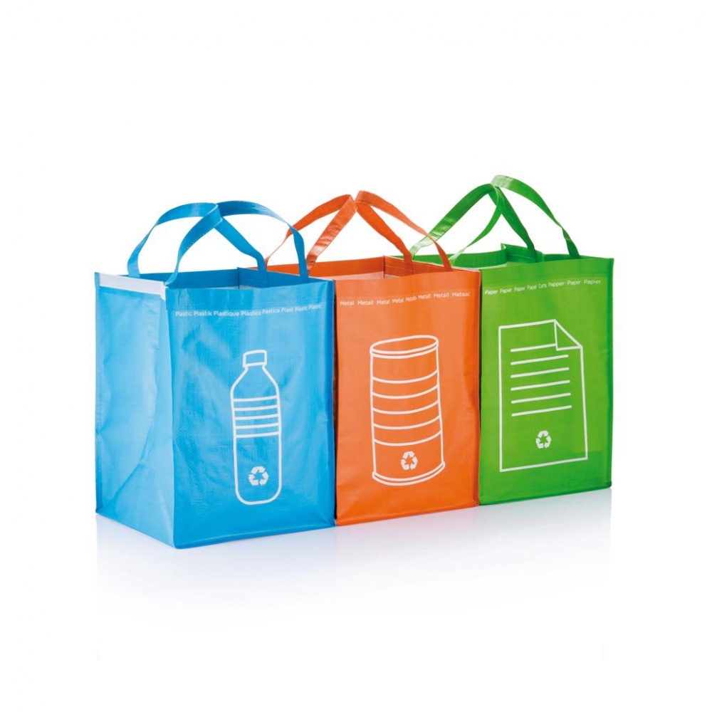 Logo trade promotional gift photo of: 3pcs recycle waste bags, green