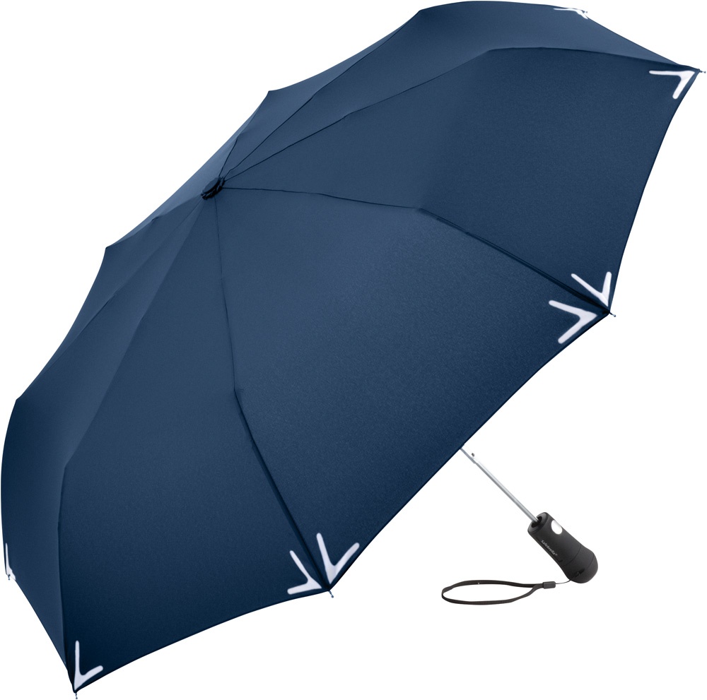 Logo trade business gifts image of: AC mini umbrella Safebrella® LED 5571, Blue