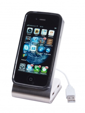 Logotrade promotional giveaway image of: Phone holder with USB Hub, Database, silver/black