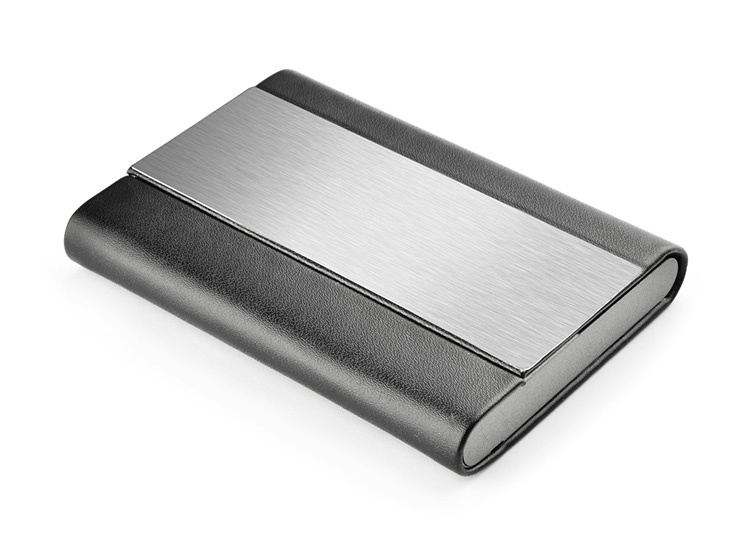 Logo trade promotional merchandise photo of: Business card holder DISA, Silver
