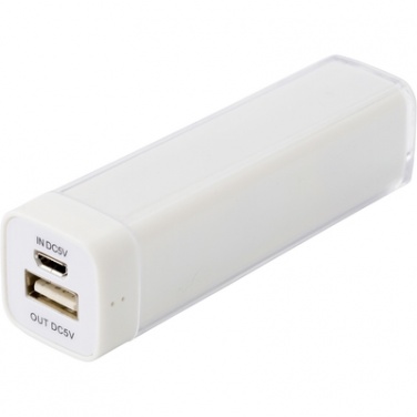 Logo trade promotional products image of: Power bank 2200 mAh, White