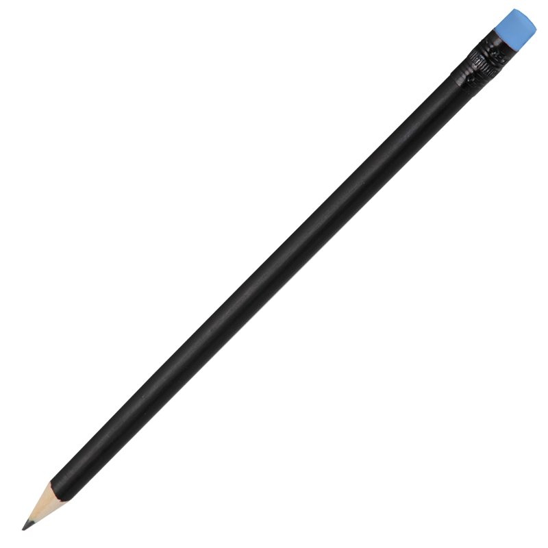Logo trade business gift photo of: Wooden pencil, blue/black