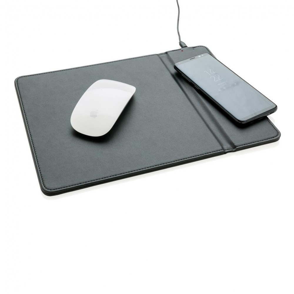 Logo trade promotional merchandise image of: Mousepad with 5W wireless charging, black