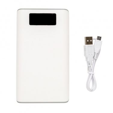 Logo trade promotional gifts image of: 10.000 mAh powerbank with display, white
