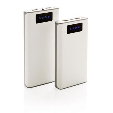 Logo trade promotional gifts picture of: 10.000 mAh powerbank with display, white