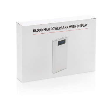 Logo trade advertising products image of: 10.000 mAh powerbank with display, white